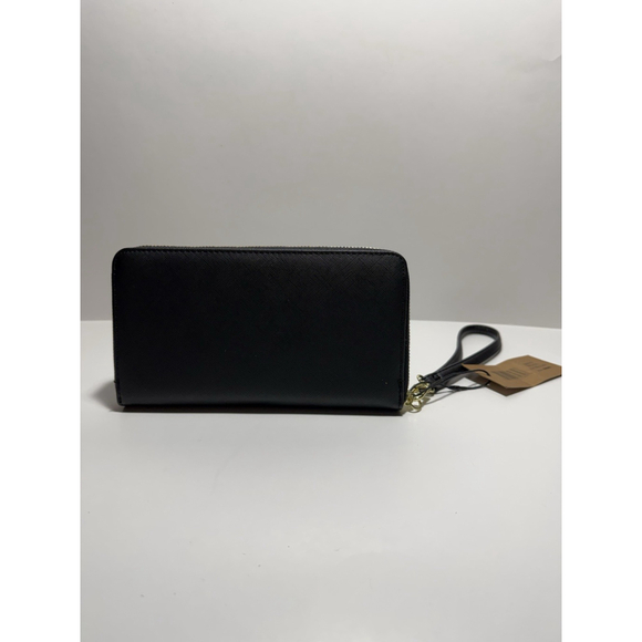 Steve Madden BZIPPY Wallet Black Gold Zip All Around Wristlet New with Tag - Picture 6 of 8